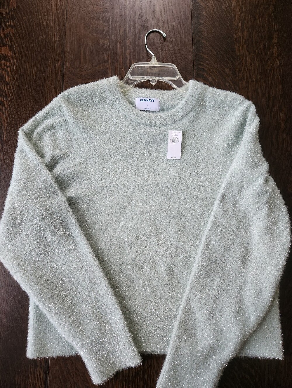 Old Navy Pale Green Shimmer Crew Neck Sweater Ladies' Size Large NWT $24